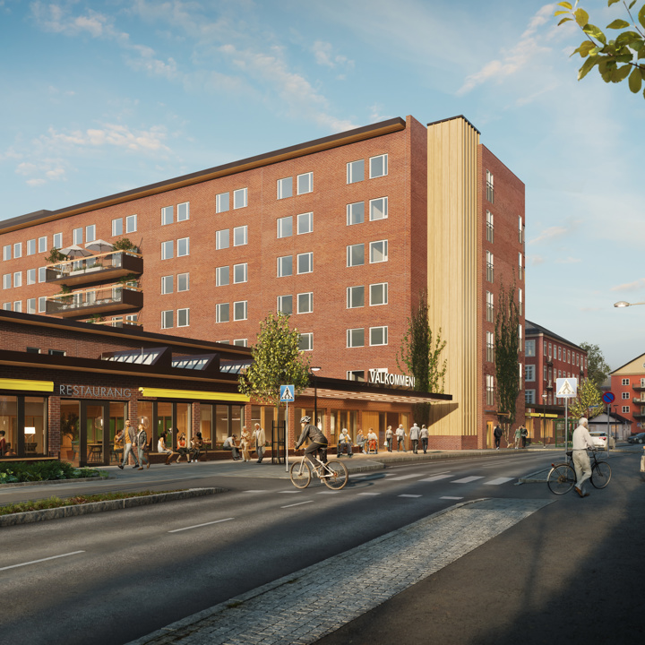 Illustration av Bromma sjukhus framtagen av White Arkitekter